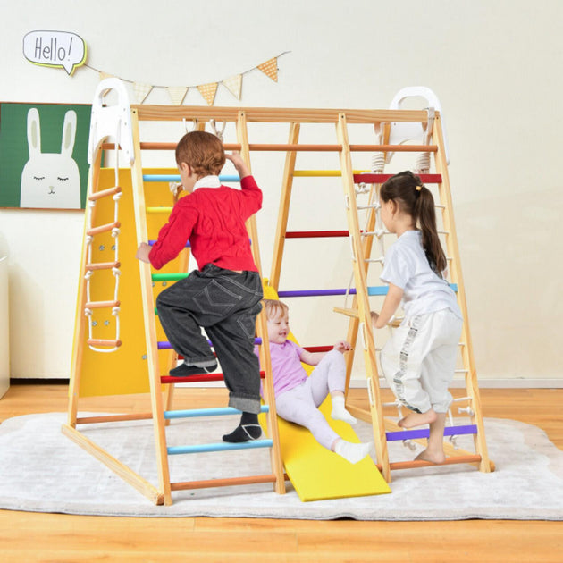 Hivvago 8-in-1 Wooden Climbing Playset Multicolor 4