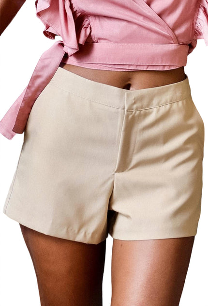 GLAM To Town High-Waist Shorts Beige Large 2