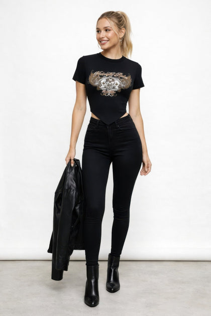 TRUEDAMES T-shirt Cropped Midnight Rider Marron Medium 2