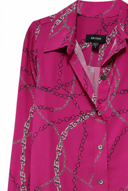 Karen Kane Hallie Button Down Top Pink Small 3