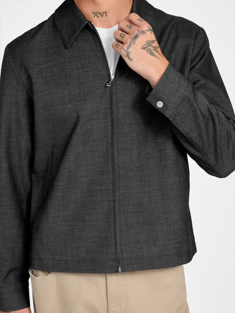 Guess Factory Kristoff Wool-Blend Zip Blazer Grey Large 4