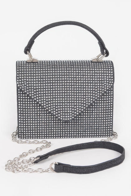 FASHNZFAB Hot Fix Stone Top Handle Bag Blue One Size 5