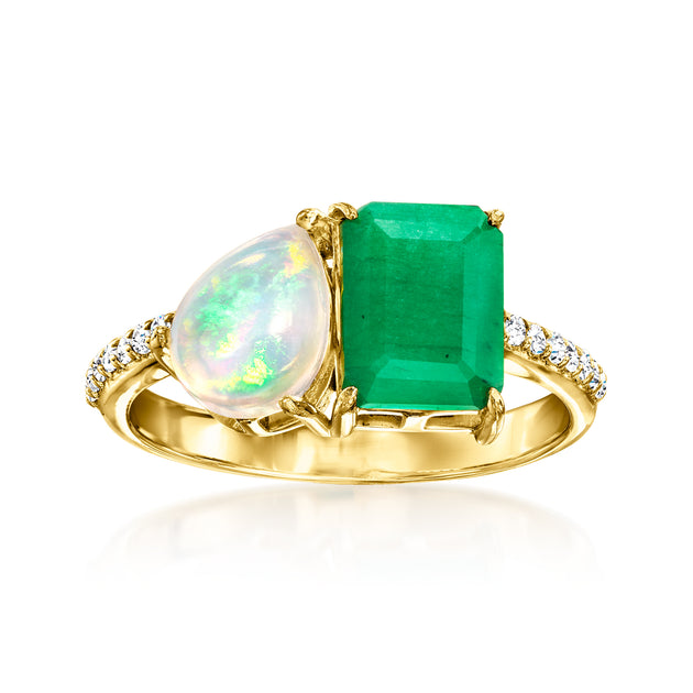 Ross-Simons Toi Et Moi Ring Green White US 7 2