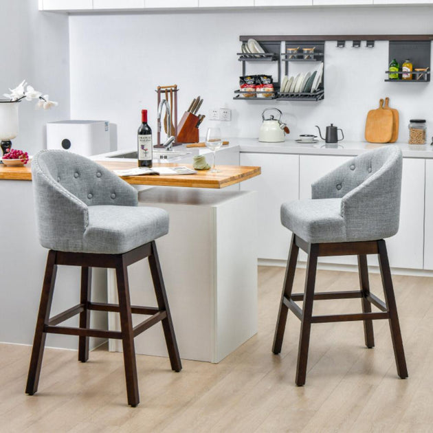Hivvago Set of 2 Swivel Bar Stools Gray 4