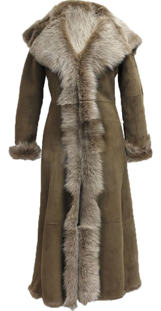 Infinity Toscana Sheepskin Hooded Trench Coat Grey Large 2
