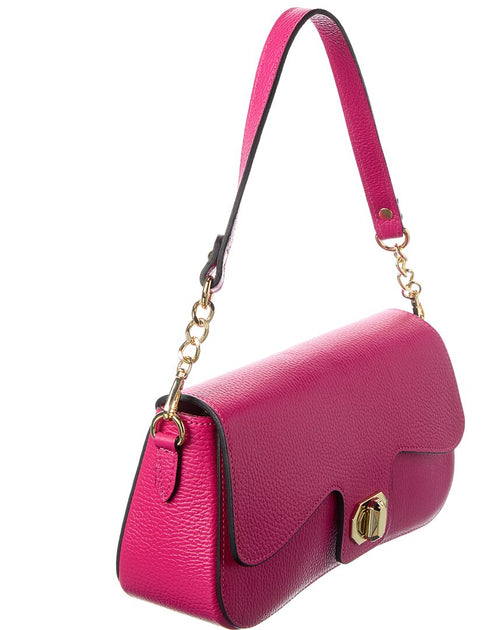 Italian Leather Top Handle Bag Pink Medium 4