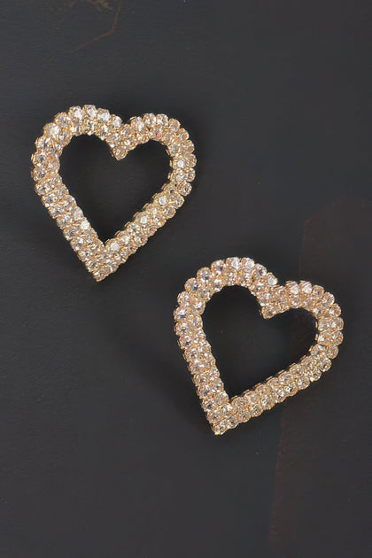TRUEDAMES Heart Rhinestone Button Earring Silver 3