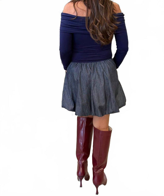 VaVa Anais Off Shoulder Bubble Dress Grey X-Small 4