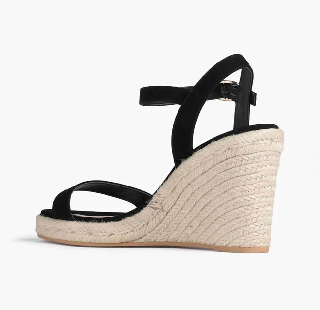 Stuart Weitzman Teddi Espadrille Wedge Sandal Black US 9.5 4