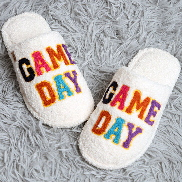 FASHNZFAB Game Day Embroidered Slippers Multi Small/Medium 3