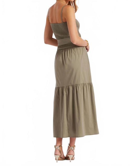 Bishop + Young Stella Smock Tiered Midi Dress Beige Small 3