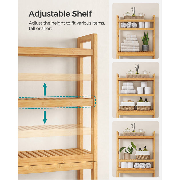 Hivvago 3-Tier Bamboo Over Toilet Bathroom Organizer 4