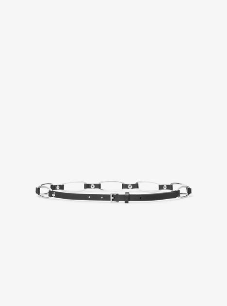 Michael Kors Chain Link Leather Belt Brown Medium 2