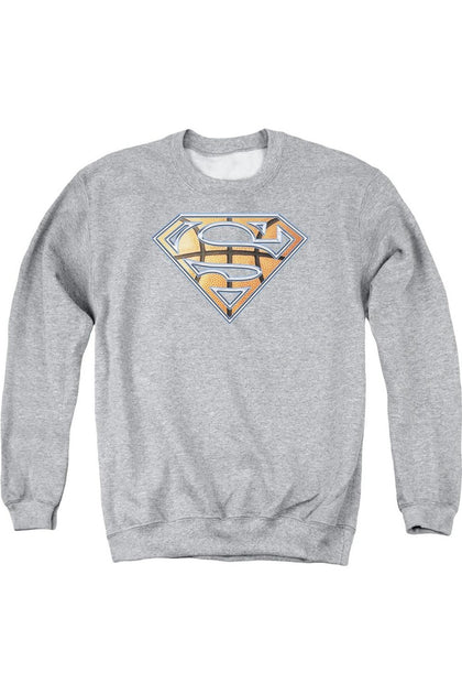 Gildan Superman Basketball Shield Crewneck Sweatshirt Grey Small 2