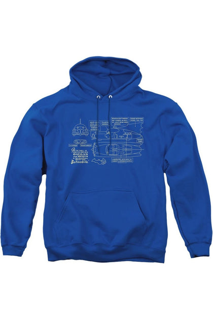 Gildan Batman Batmobile Hoodie Blue Medium 2