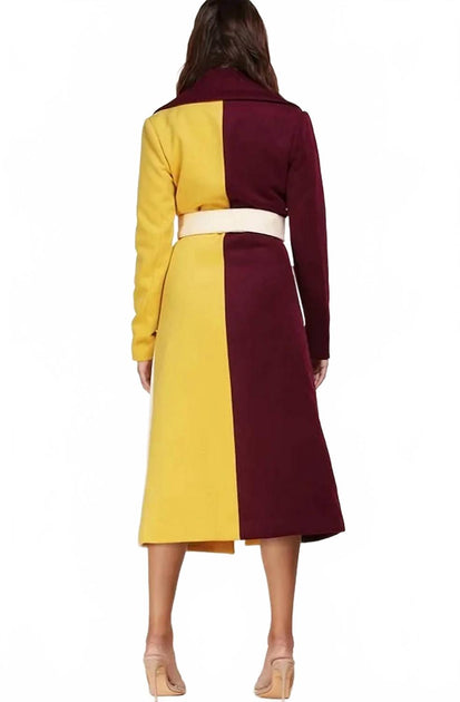 L'ATISTE Colorblock Wool Coat Gold Medium 4