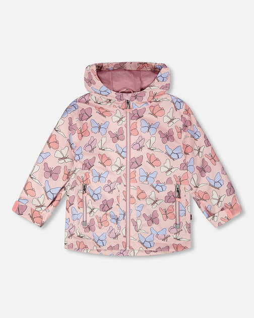 Deux par Deux Mid-Season Jacket Pink Printed Butterflies US 8 2