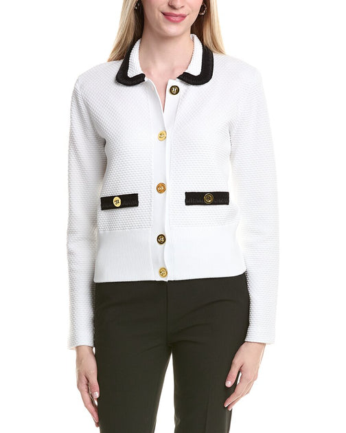 St. John Punto Riso Knit Jacket White Small 2