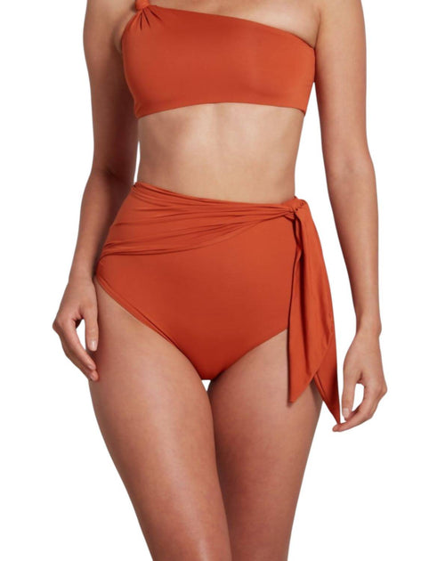 Sauipe Elle High Waist Bikini Bottom With Sash Orange Medium 2