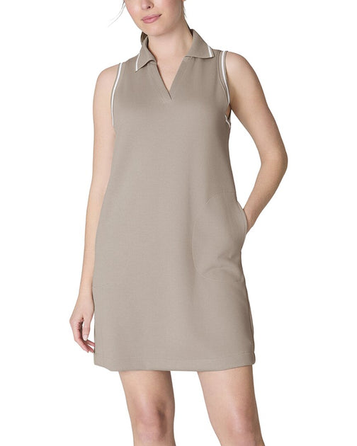 SPANX Airpique Sleeveless Polo Dress Brown Large 2