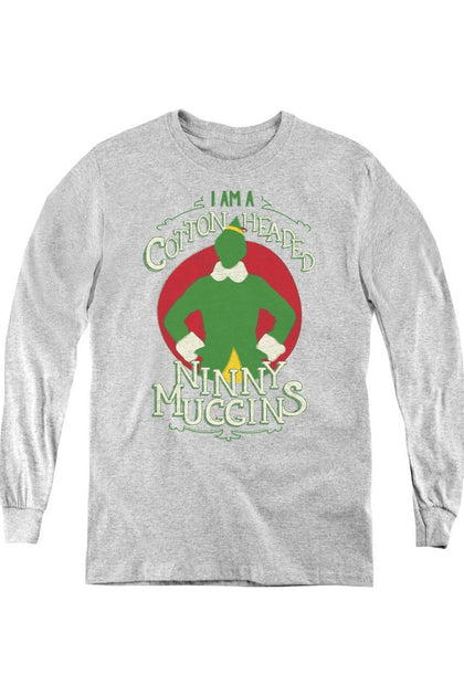 Gildan Elf Cotton Headed Youth Long Sleeve T-Shirt Grey Small 2