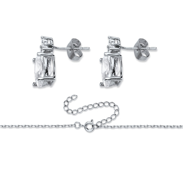 Palm 13.22 TCW Cubic Zirconia Necklace and Earrings Set Silver 3