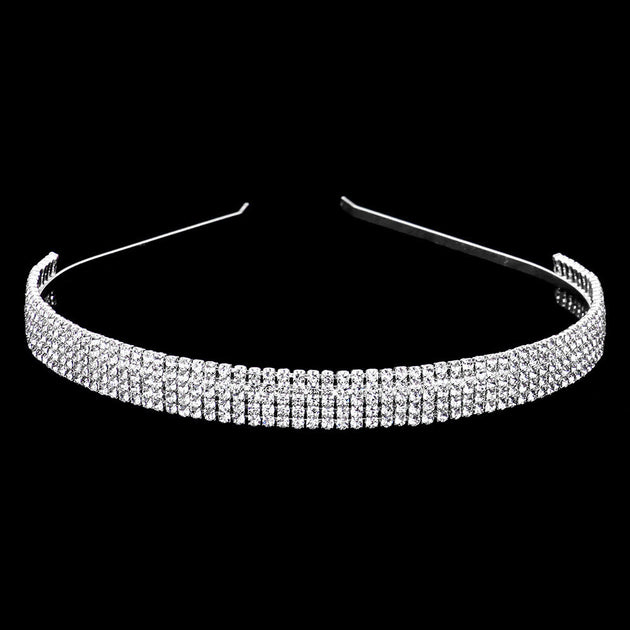 FASHNZFAB 5Rows Rhinestone Headband Gold 3