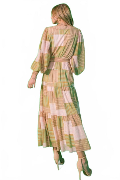 FLYING TOMATO Stripes Printed Woven Midi Dress 4
