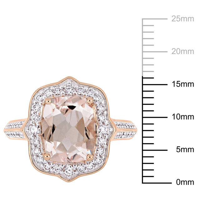 Mimi & Max Morganite Diamond Halo Engagement Ring Rose Gold US 7.5 4