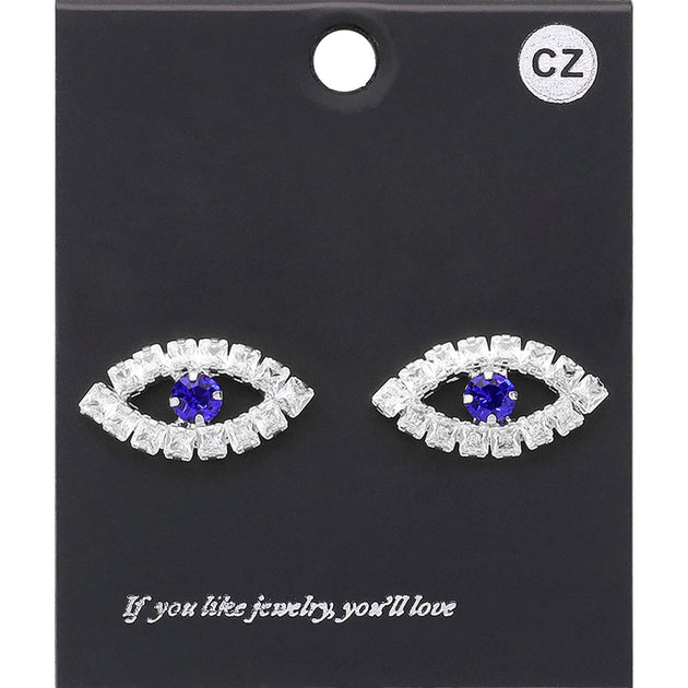 FASHNZFAB Evil Eye Stud Earrings Blue 3