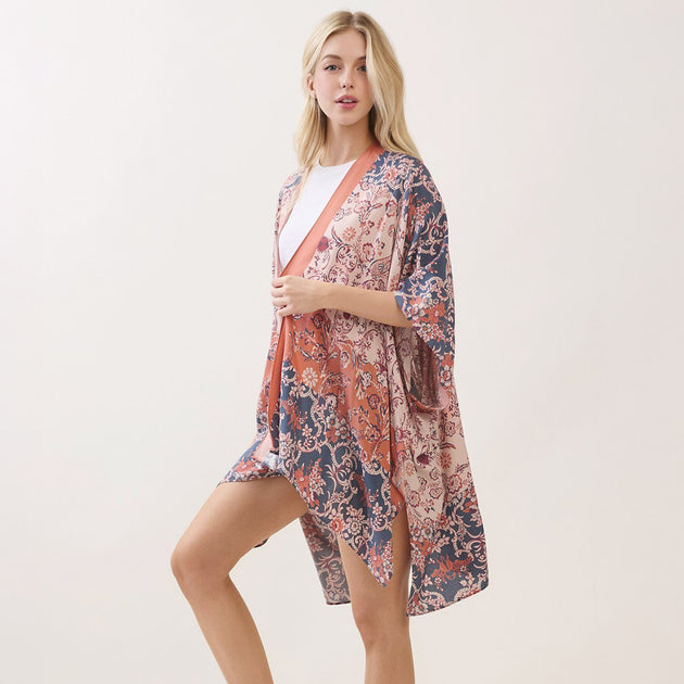TRUEDAMES Kimono Poncho Floral Multi One Size 5