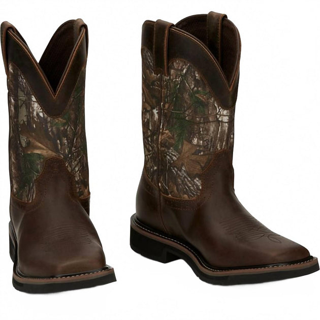 Justin Trekker Western Work Boots Brown Camo 9.5 4