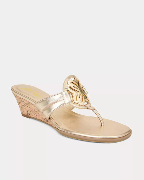 Lilly Pulitzer The Lilly Wedge Sandal Gold US 8 2