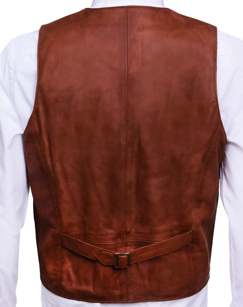 Infinity Mens Leather Waistcoat White Small 4