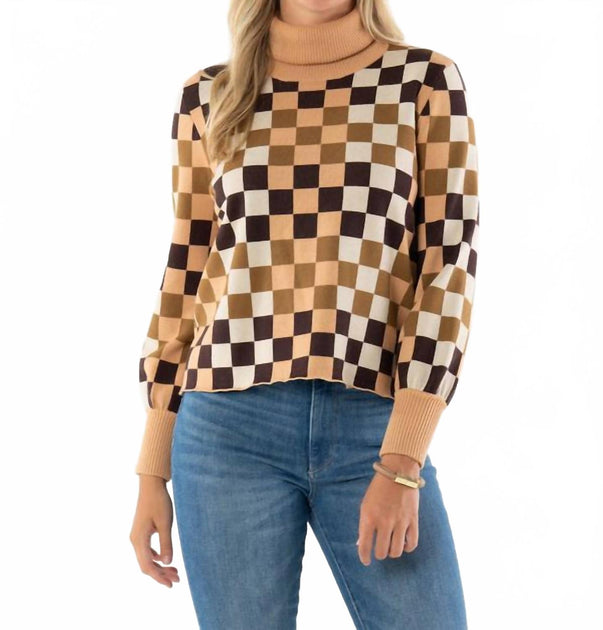 Emily McCarthy Cameron Turtleneck Sweater Brown Small 2