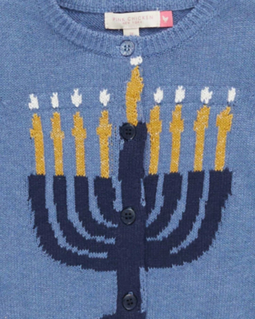 Pink Chicken Girls' Menorah Maude Sweater Blue US 2 3