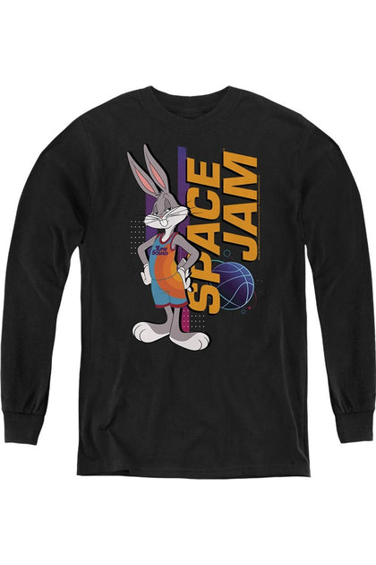 Gildan Space Jam 2 Bugs Standing Youth Long Sleeve Sweatshirt Black Large 2