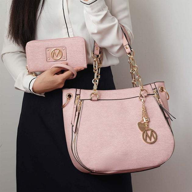 MKF Collection Lina Tote Bag and Wallet Set Grey Large 3