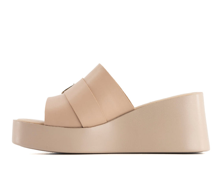 Andrea Wedge Platform Slide Sandals Beige US 10 4
