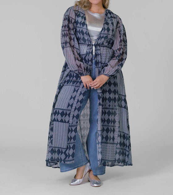 Everyday Ritual Trish Long Duster Blue Plus Size 3X 3