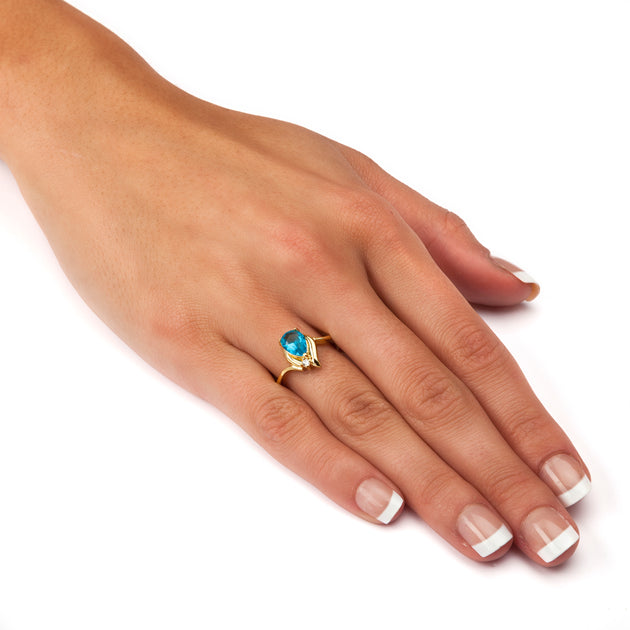 Palm Birthstone Crystal 18k Gold-Plated Ring Multi US 10 4