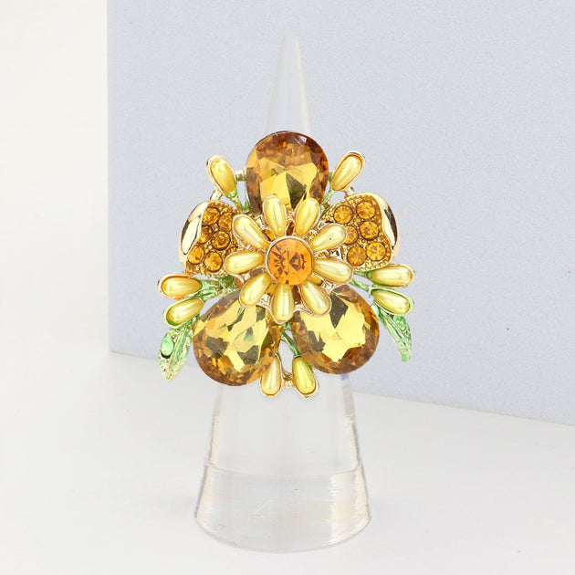 FASHNZFAB Flower Stretch Ring Silver One Size 4