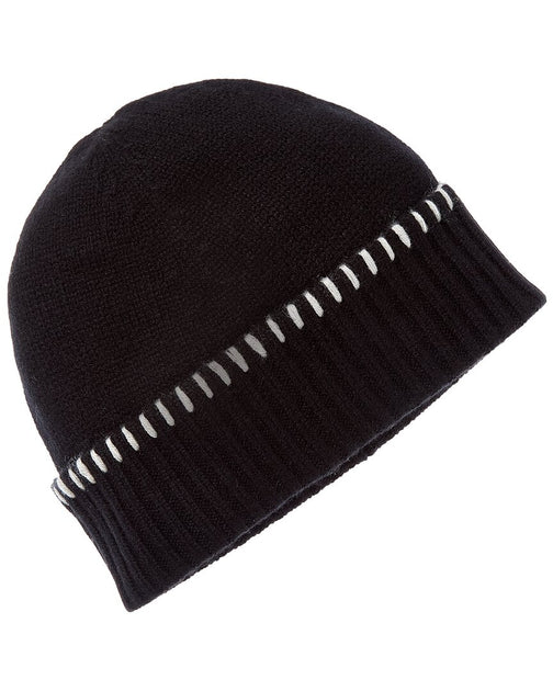 Bruno Magli Whipstitch Cashmere Hat Black One Size 2