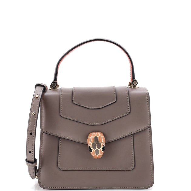 Bvlgari Serpenti Forever Top Handle Bag Leather Small Grey 2