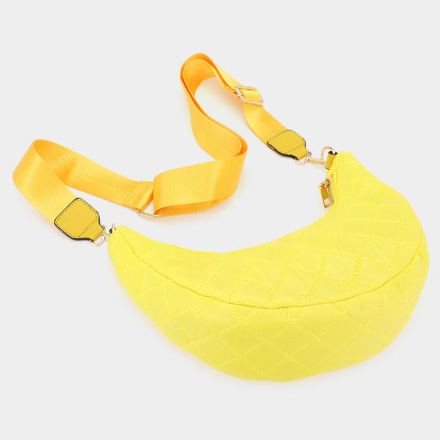 FASHNZFAB Quilted Puffer Crossbody Bag Yellow One Size 5