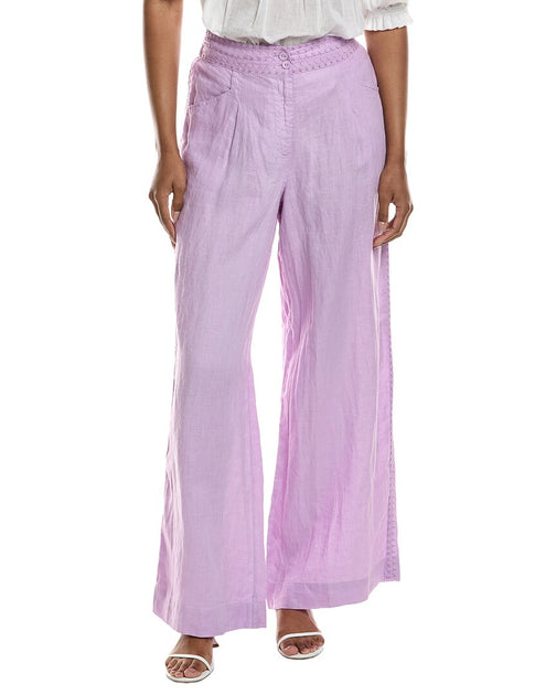 Johnny Was Linen Wide Leg Pant Purple Small 2