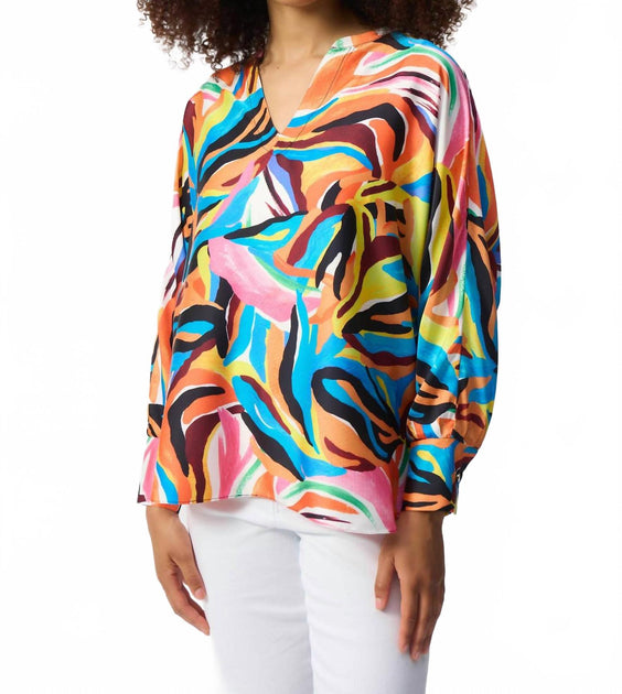 Joseph Ribkoff Boxy Top Vanilla/Multicolor US 14 3