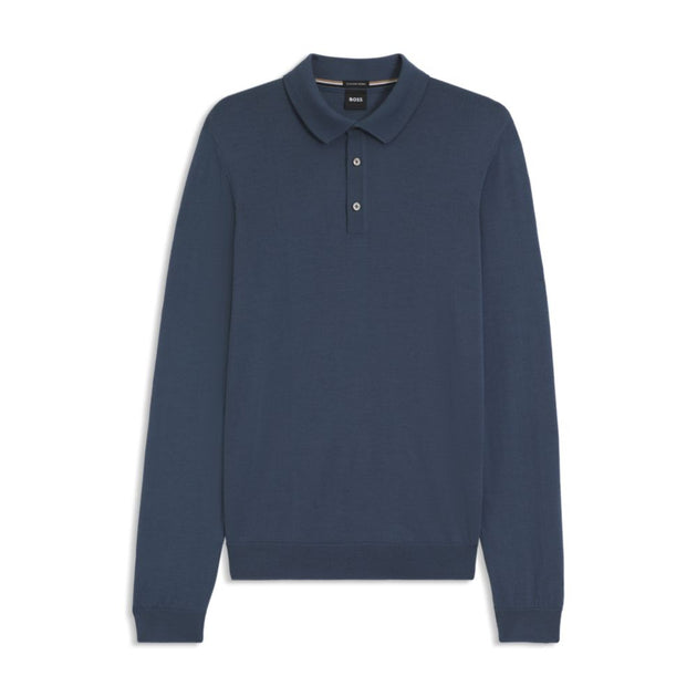 Boss Knitted Polo Sweater Blue Large 2