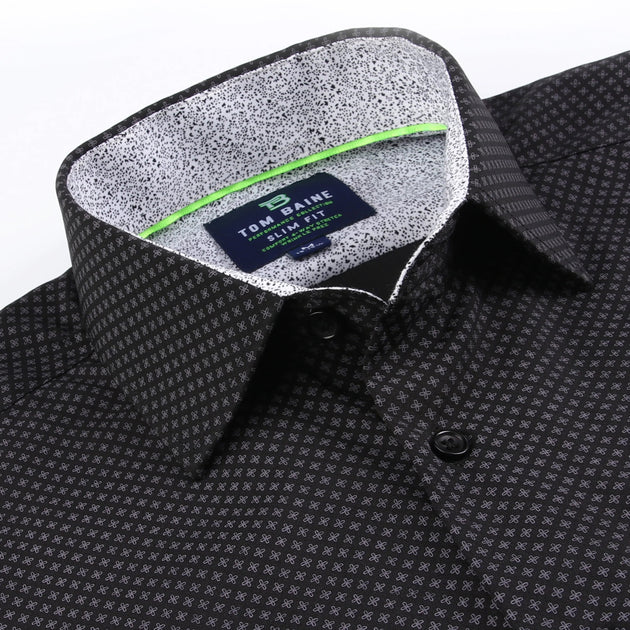 Tom Baine Slim Fit Performance Long Sleeve Geometric Button Down White Large 3