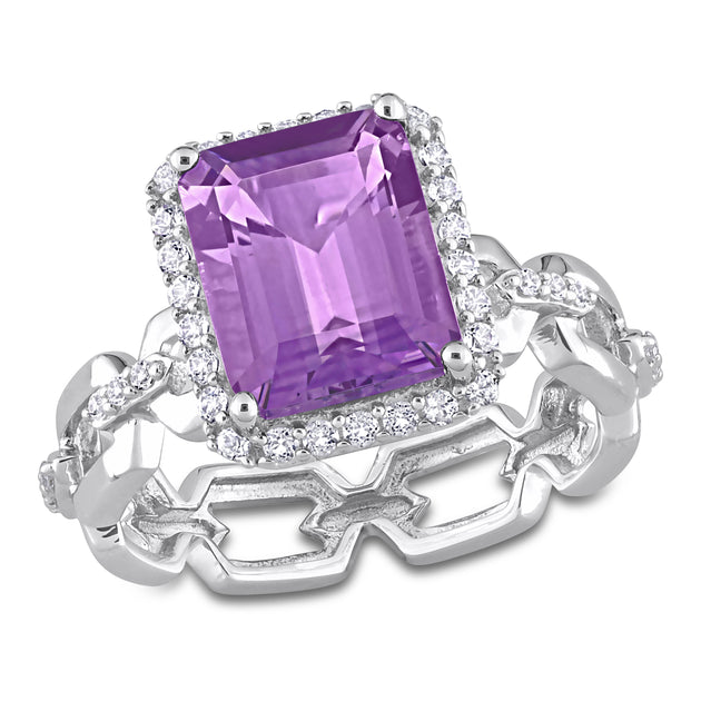 Mimi & Max Halo Ring Sterling Silver Purple US 7 2